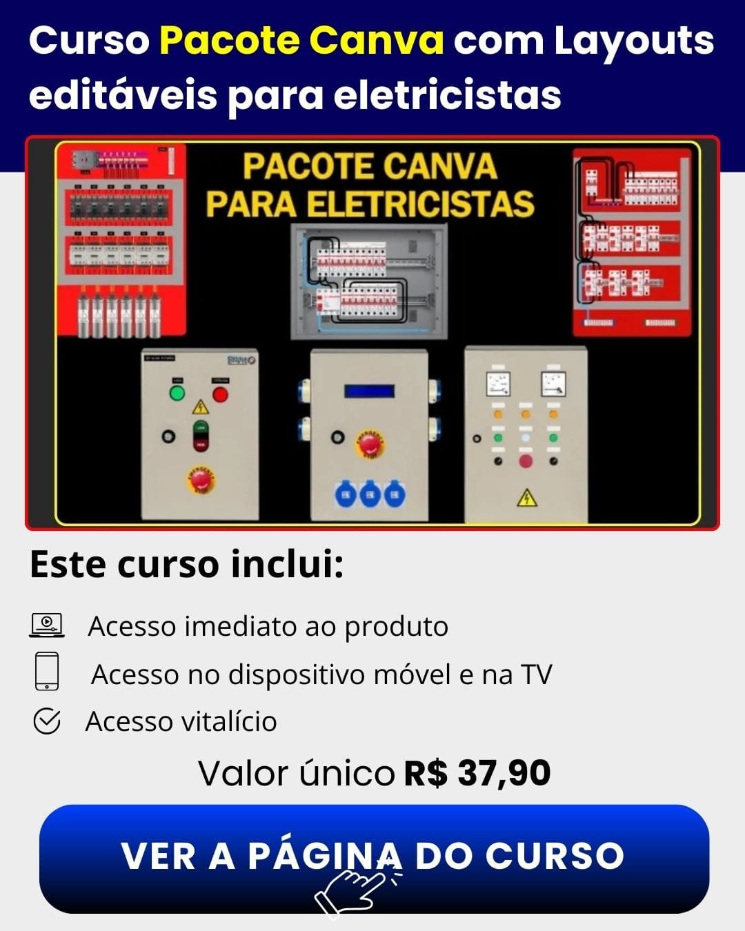 Curso Pacote Canva com Layouts editáveis para eletricistas