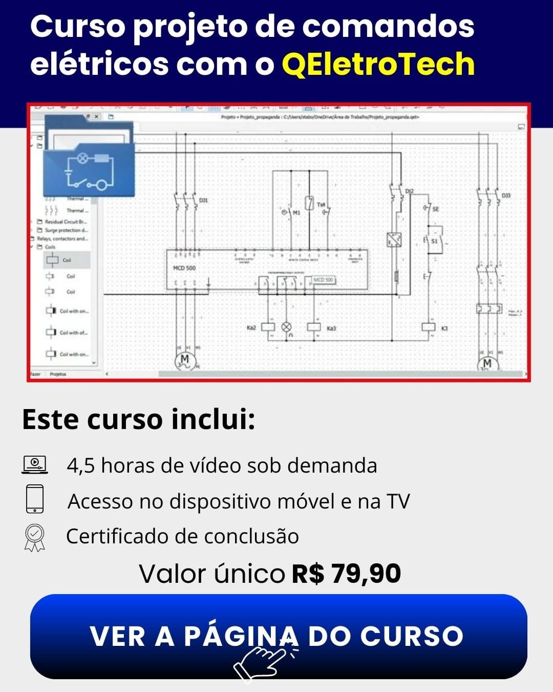 Curso projeto de comandos elétricos com o QEletroTech